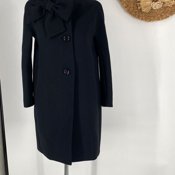 Kate Spade Dorothy Bow Peacoat Dressy Overcoat Heavyweight Black Size 4 - Picture 5 of 15